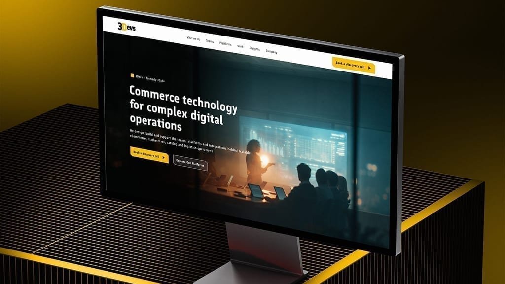3Devs commerce technology website on desktop mockup.