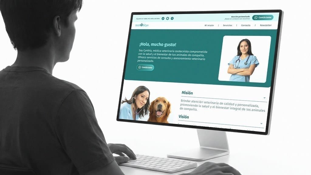 Vetmedicyn veterinary platform on desktop mockup.
